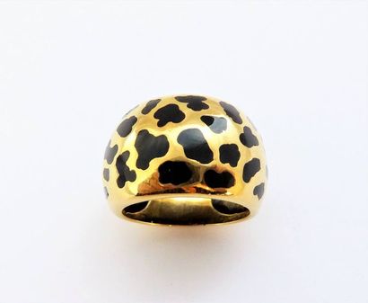 BAGUE JONC en or jaune 18k (750/°°) émaillée...
